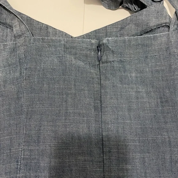 J. Crew Brand Women's XL Chambray Blue Denim Shoulder Tie Romper Style Dress - Picture 6 of 7